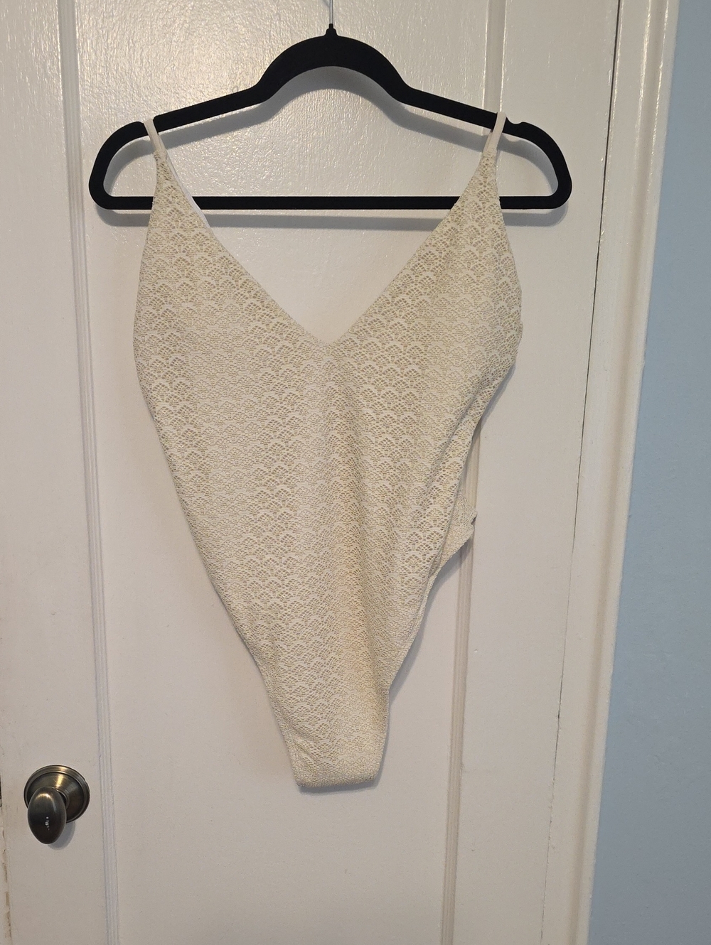 Women’s Lace-Textured Ivory Bodysuit